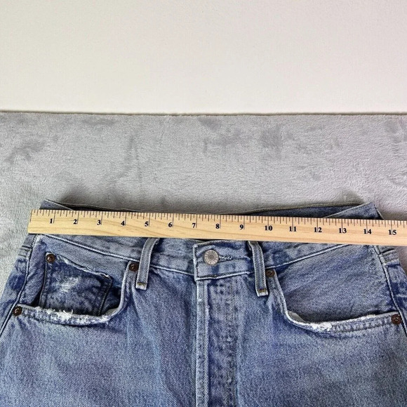 AGOLDE Straight Leg Jeans Women's 28 Distressed Hem Light Wash Chic Streetwear - Picture 10 of 16